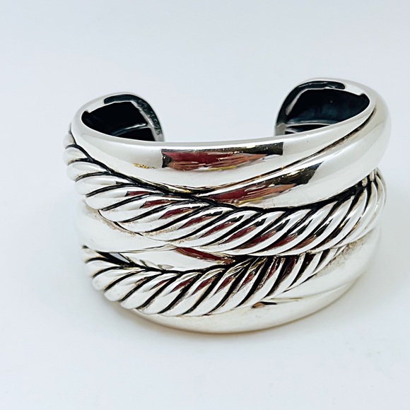 David Yurman Wide Crossover Cuff Sterling Silver, Retired, Gently Preowned - Picture 2 of 6